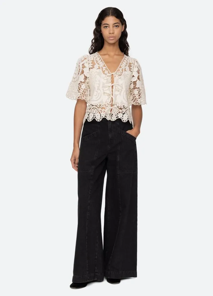 Sea New York Tops Women Gianna Tie Top Black Sea New York Tops Women Gianna Tie Top Black