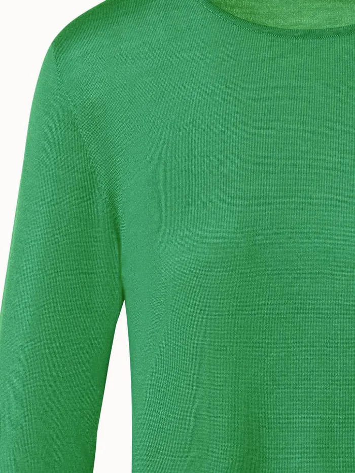 Seamless Cashmere Silk Knit Sweater Leaf Women Akris Knitwear