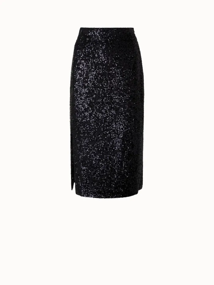Sequins Pencil Skirt Black Women Akris Skirts