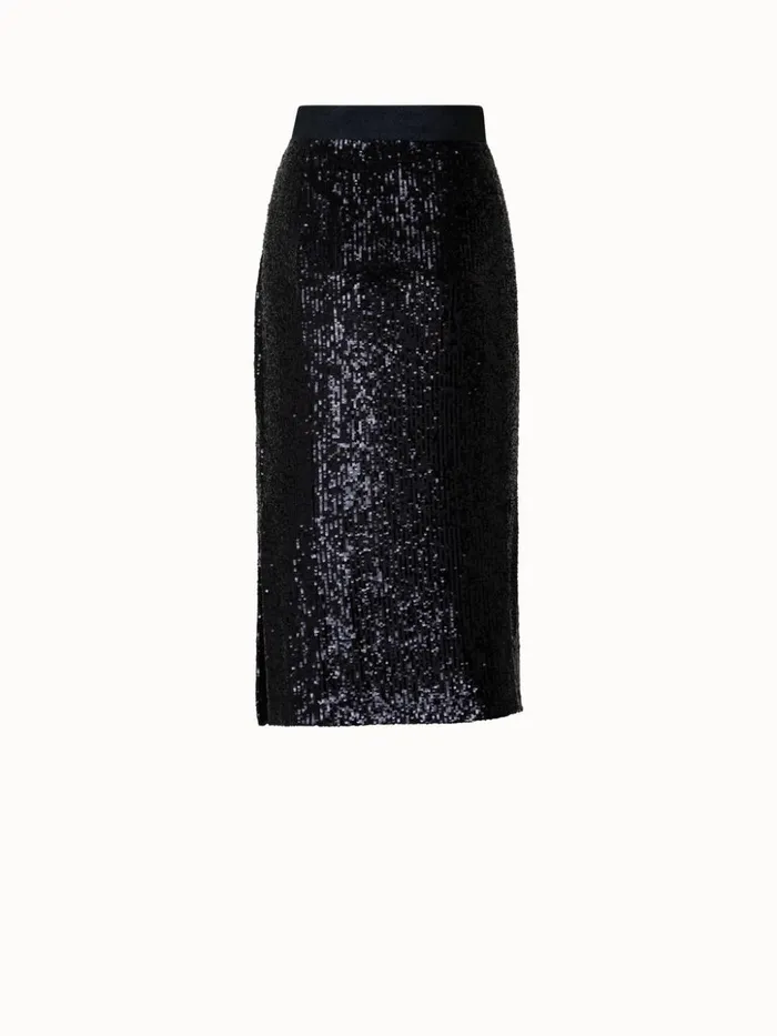 Sequins Pencil Skirt Black Women Akris Skirts