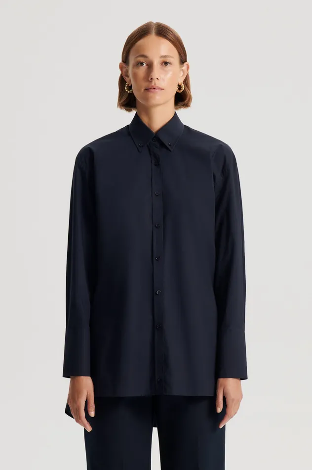 Shirts PARACHUTE COTTON SHIRT NAVY Scanlan Theodore Women Shirts PARACHUTE COTTON SHIRT NAVY Scanlan Theodore Women