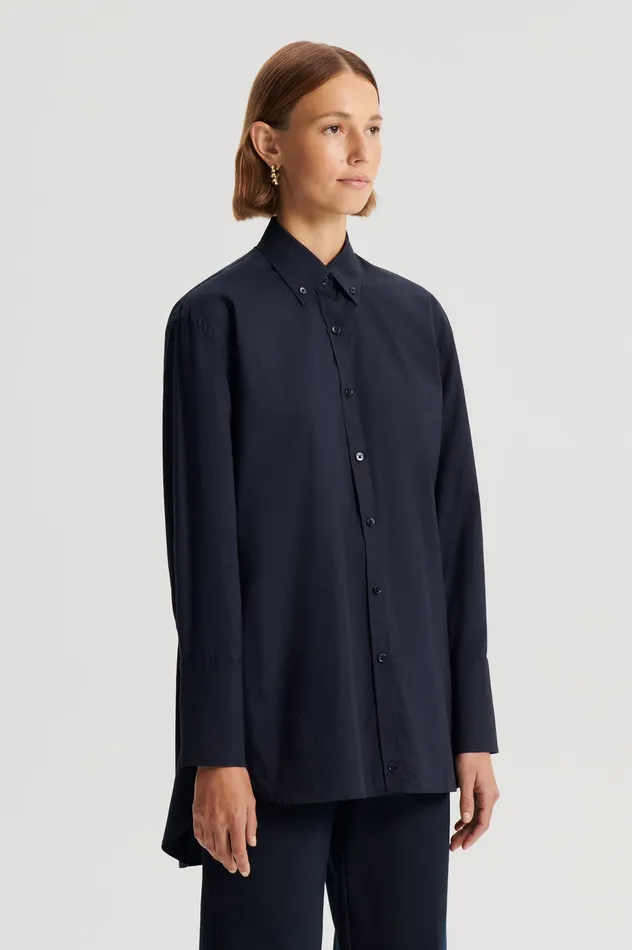 Shirts PARACHUTE COTTON SHIRT NAVY Scanlan Theodore Women Shirts PARACHUTE COTTON SHIRT NAVY Scanlan Theodore Women