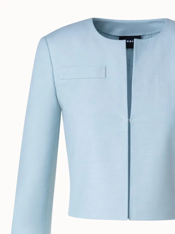 Short DoubleFace Jacket In Cotton Silk Stretch Bleached Denim Women Akris Jackets