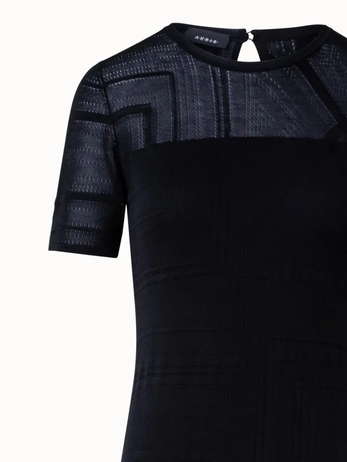 Silk Cotton Knit Midi Dress In Lizzi039s Lines Ajour Black Women Akris Knitwear