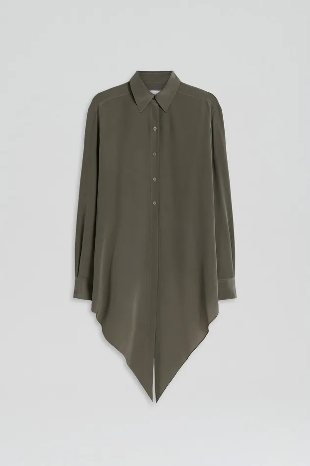 SILK TIE FRONT SHIRT TAUPE Women Shirts Scanlan Theodore
