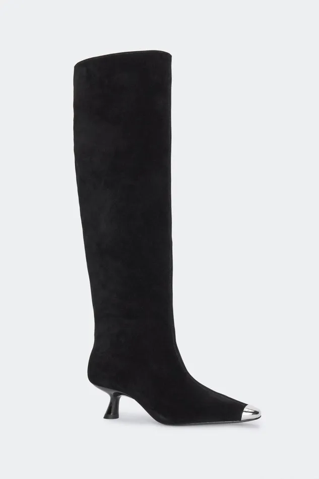 Simon Miller Boots Simon Miller Suede Tall Kuki Boot In BlackSilver Goat Suede 8211 Women