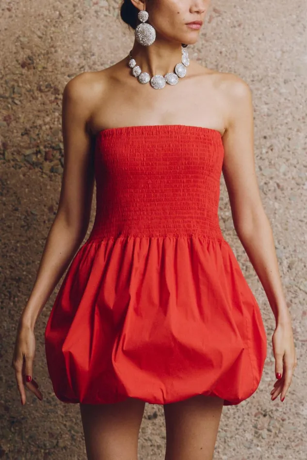 Simon Miller Dresses Belle Smocked Dress In Lucky Red Cotton 8211 Women Simon Miller Dresses Belle Smocked Dress In Lucky Red Cotton 8211 Women