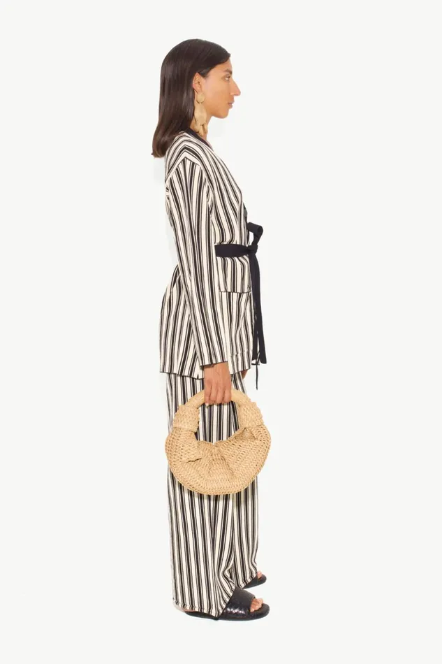 Simon Miller Tops Max Belted Knit Cardigan In BlackRice Flour Stripe 8211 Women Simon Miller Tops Max Belted Knit Cardigan In BlackRice Flour Stripe 8211 Women