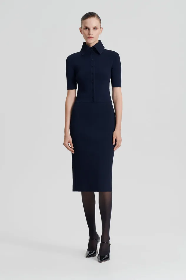Skirts CREPE KNIT PENCIL SKIRT NAVY Scanlan Theodore Women
