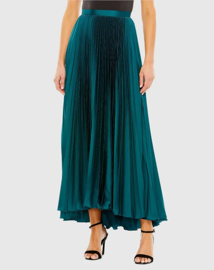 Skirts Women Mac Duggal Satin Pleated Skirt Peacock