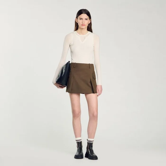 Skirts Women SANDRO Short Skirt With Pockets Olive Green