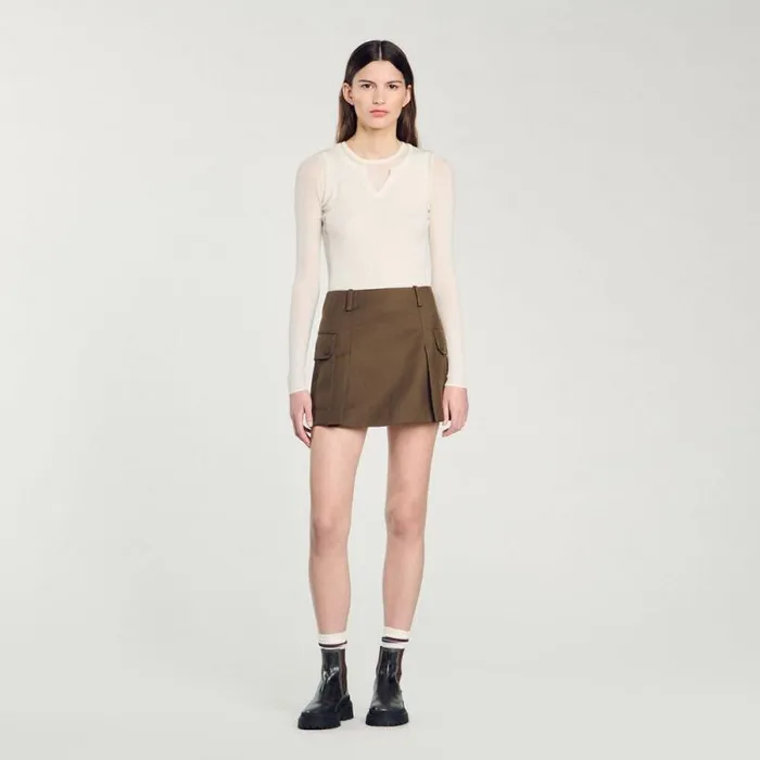 Skirts Women SANDRO Short Skirt With Pockets Olive Green