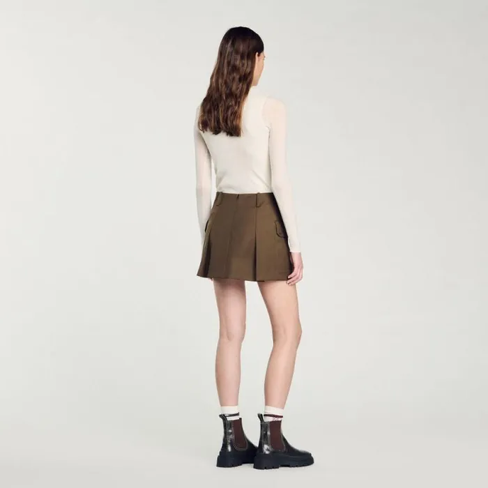 Skirts Women SANDRO Short Skirt With Pockets Olive Green