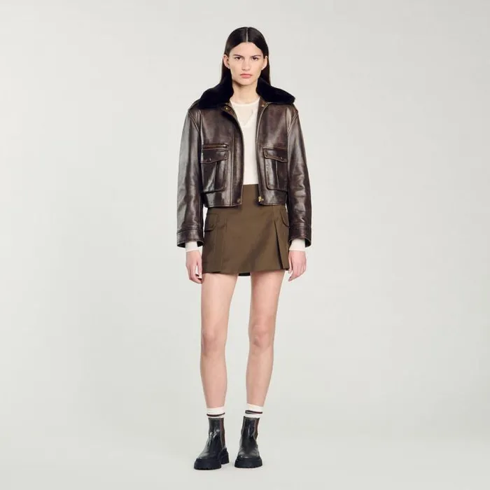 Skirts Women SANDRO Short Skirt With Pockets Olive Green