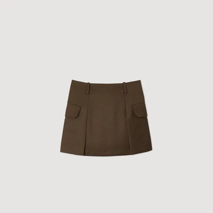 Skirts Women SANDRO Short Skirt With Pockets Olive Green