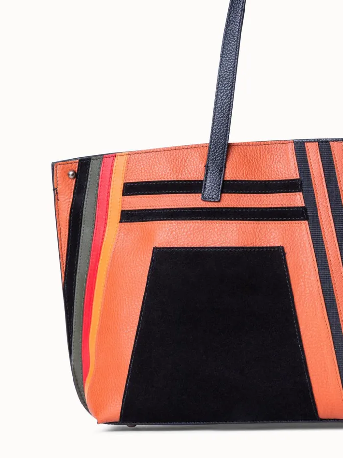 Small Ai Shoulder Bag In Zig Zag Trapezoid Leather Patchwork Multicolor Women Akris Shoulder Bags
