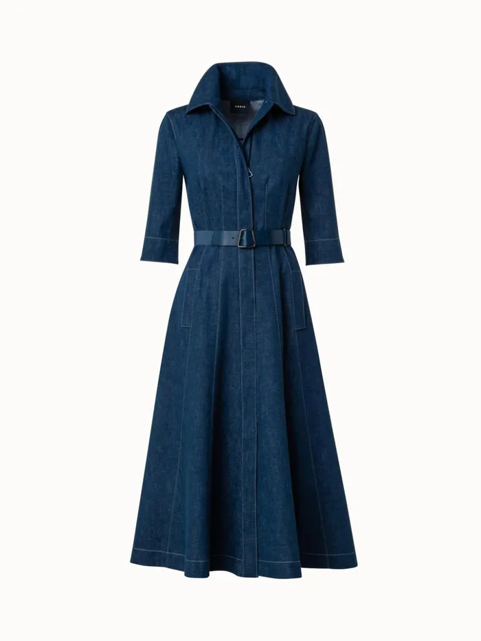 Stretch Denim Midi Dress Denim Women Akris Dresses