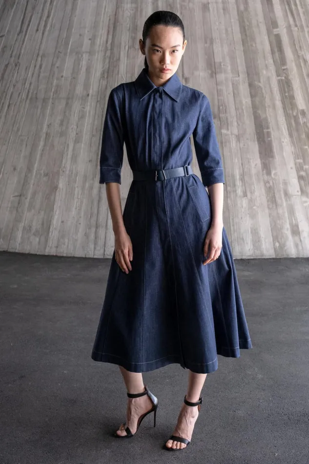 Stretch Denim Midi Dress Denim Women Akris Dresses