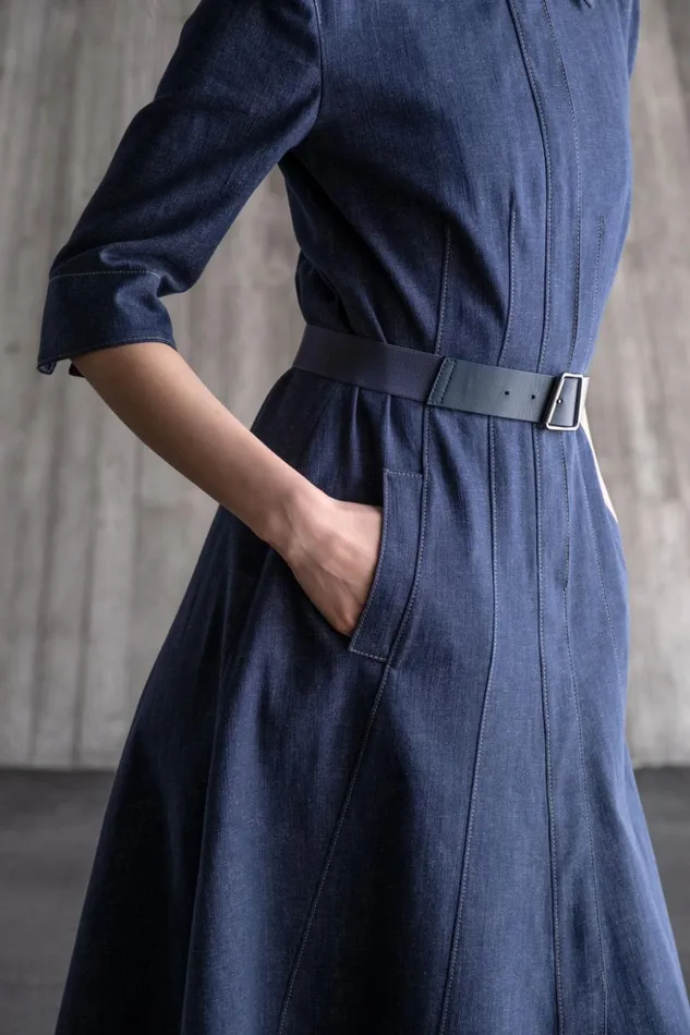 Stretch Denim Midi Dress Denim Women Akris Dresses