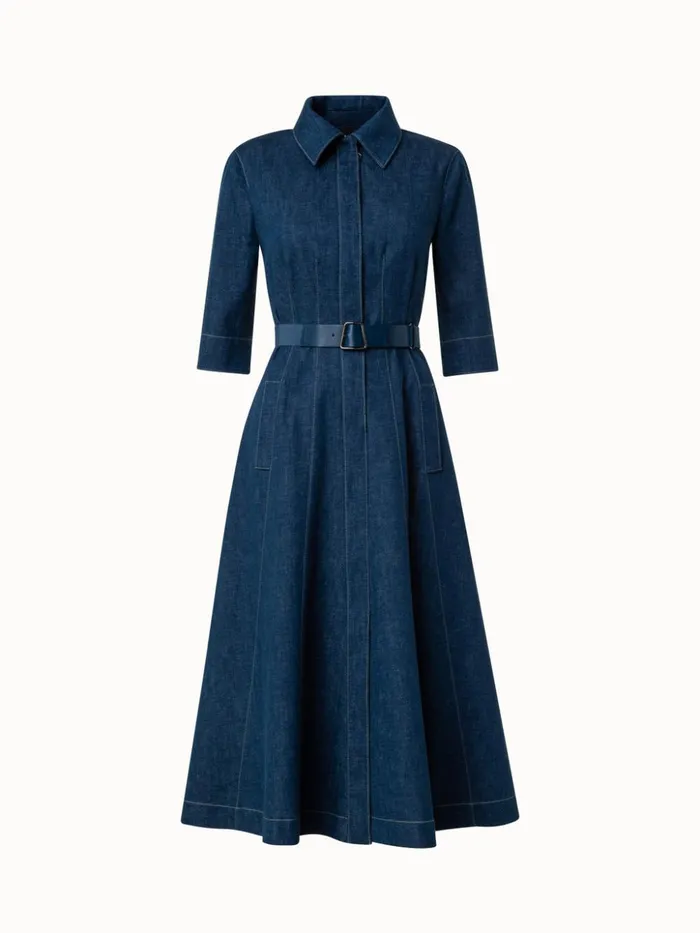 Stretch Denim Midi Dress Denim Women Akris Dresses