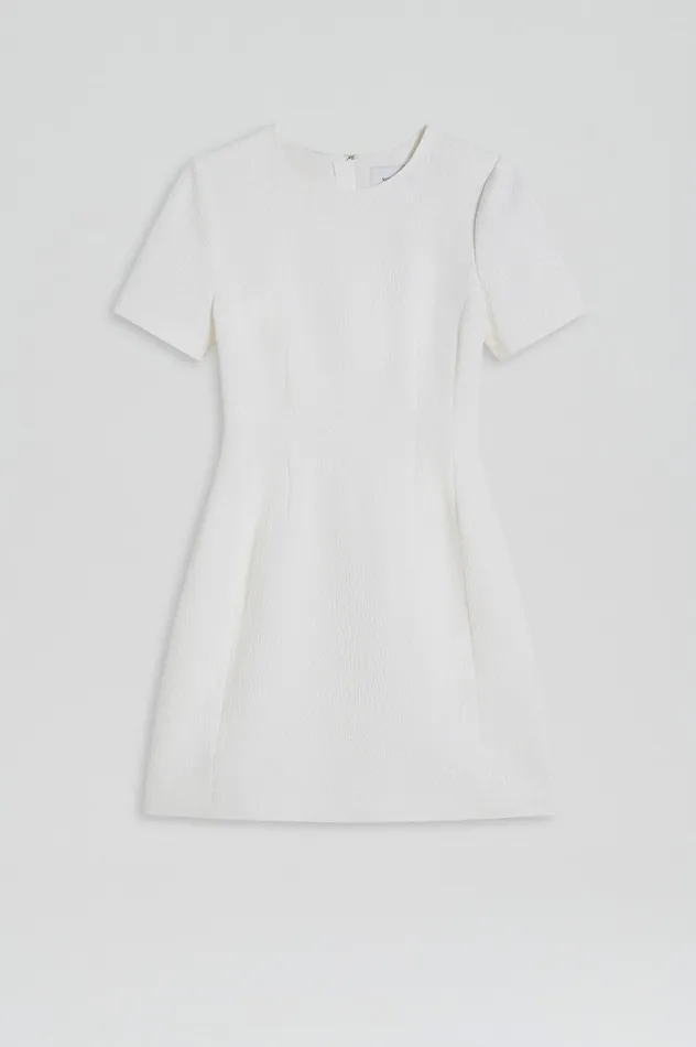 STRETCH REPTILE MINI DRESS WHITE Dresses Scanlan Theodore Women STRETCH REPTILE MINI DRESS WHITE Dresses Scanlan Theodore Women