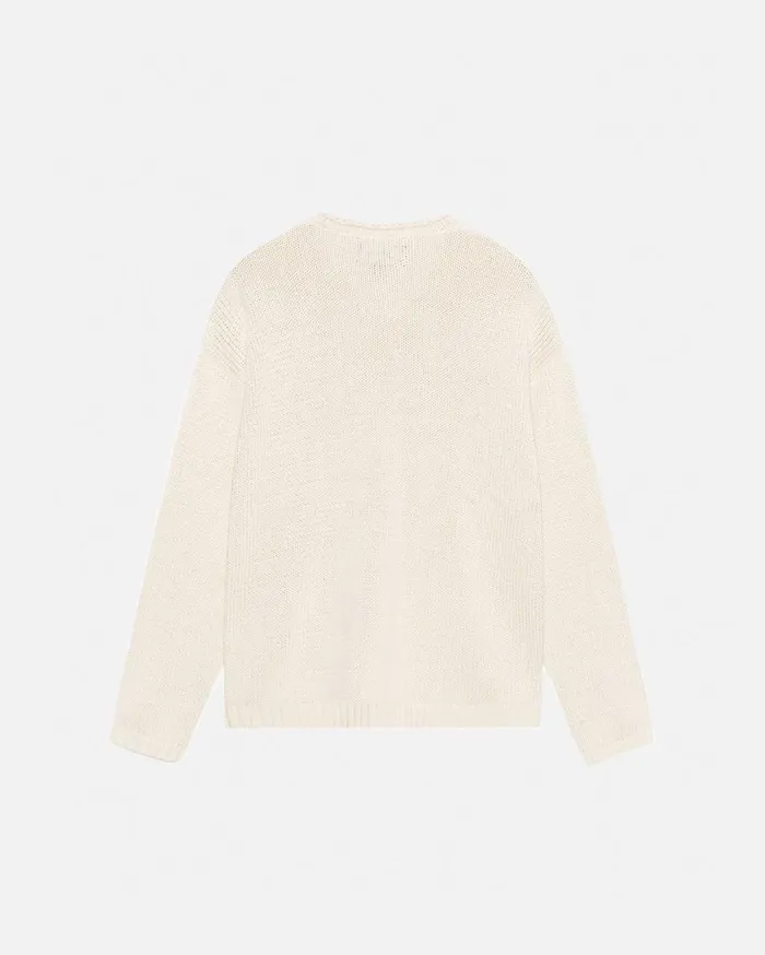Stussy Knits EMBROIDERED VNECK LOGO SWEATER Natural 8211 MenWomen