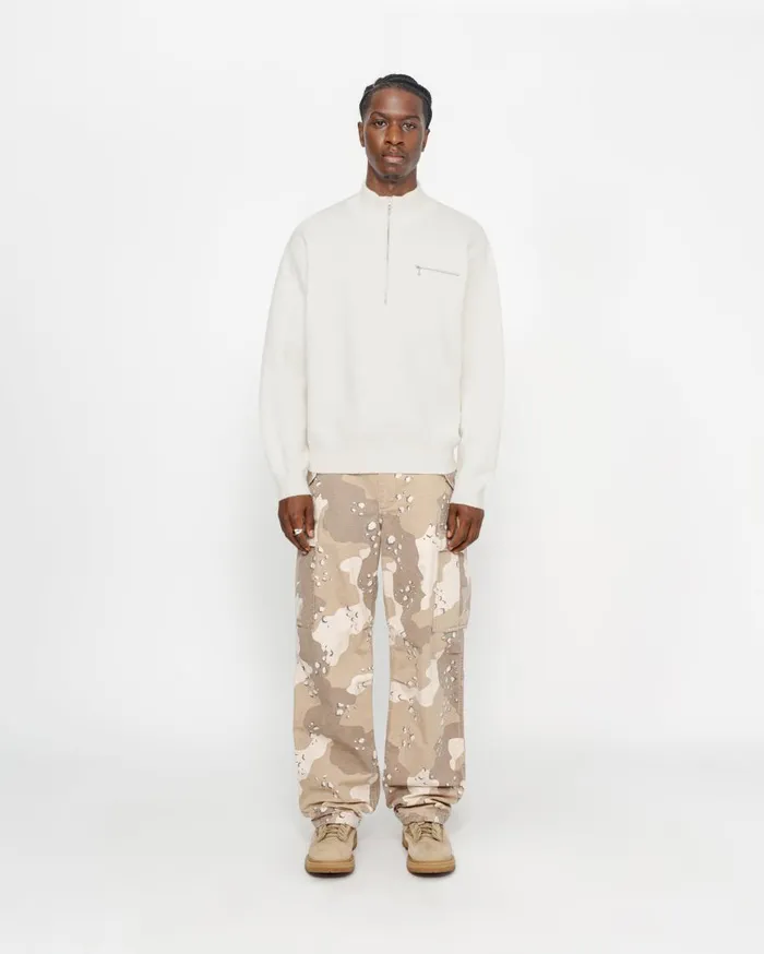 Stussy Knits HALF ZIP MOCK NECK SWEATER Ivory 8211 MenWomen