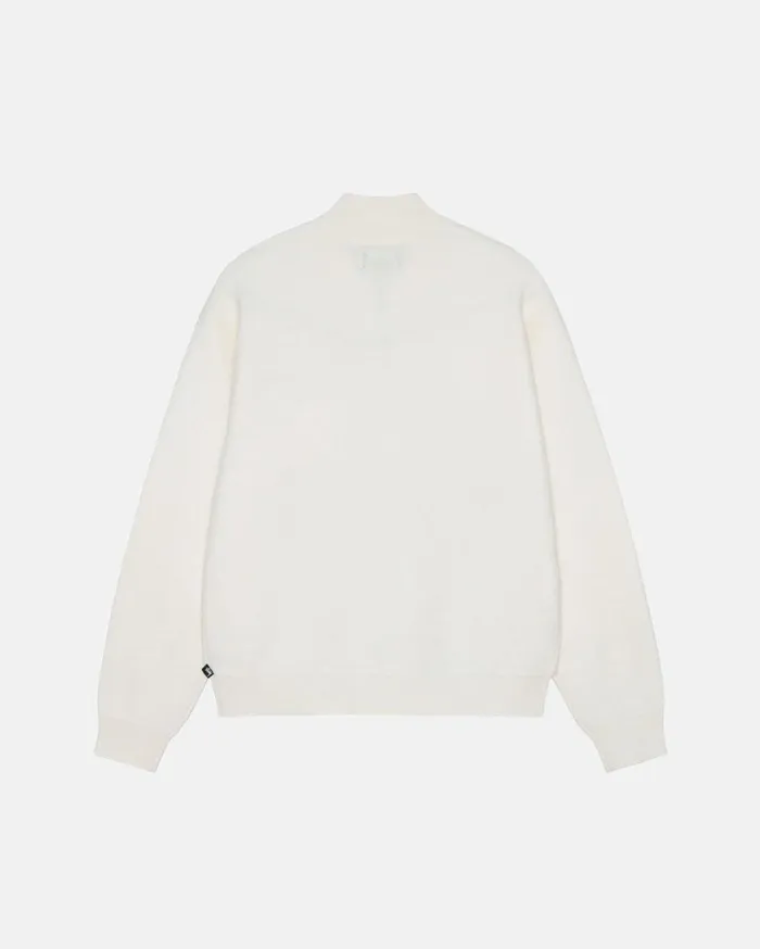 Stussy Knits HALF ZIP MOCK NECK SWEATER Ivory 8211 MenWomen