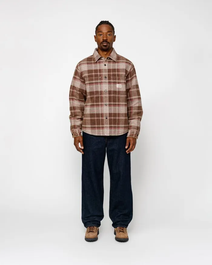 Stussy Shirts HEAVY WASHED PLAID SHIRT Brown 8211 MenWomen