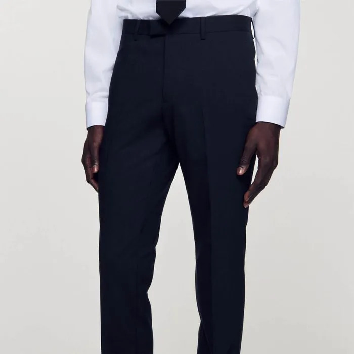 Suits and Blazers Men SANDRO Classic Wool Suit Pants Navy Blue