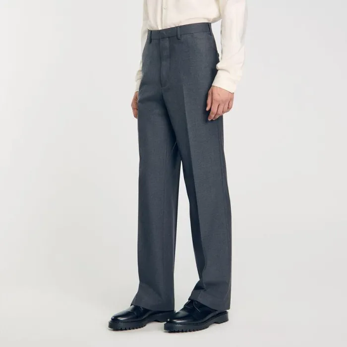 Suits and Blazers Men SANDRO Wideleg Suit Trousers Grey