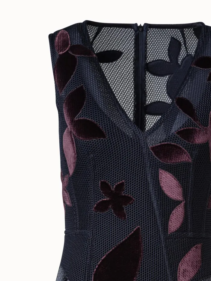 Techno Grid Maxi Dress With Abraham Flower Embellishment Black Women Akris Dresses