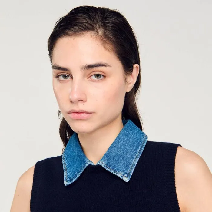 Tops and Shirts Women SANDRO Sweater With Removable Collar Navy Blue