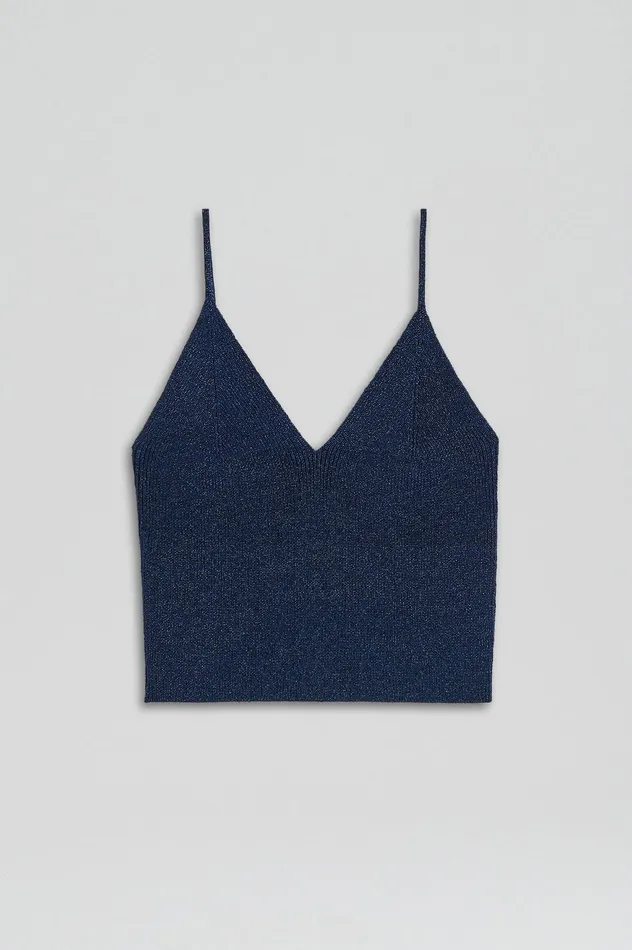 Tops Scanlan Theodore Women METALLIC KNIT CAMISOLE NAVY Tops Scanlan Theodore Women METALLIC KNIT CAMISOLE NAVY