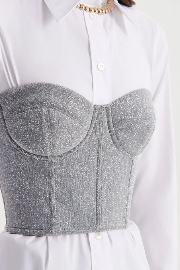 Tops Scanlan Theodore Women TINSEL BUSTIER SILVER