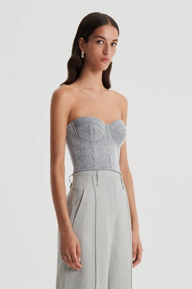 Tops Scanlan Theodore Women TINSEL BUSTIER SILVER