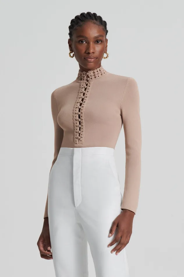 Tops Women CREPE KNIT DAISY TOP OAT Scanlan Theodore Tops Women CREPE KNIT DAISY TOP OAT Scanlan Theodore