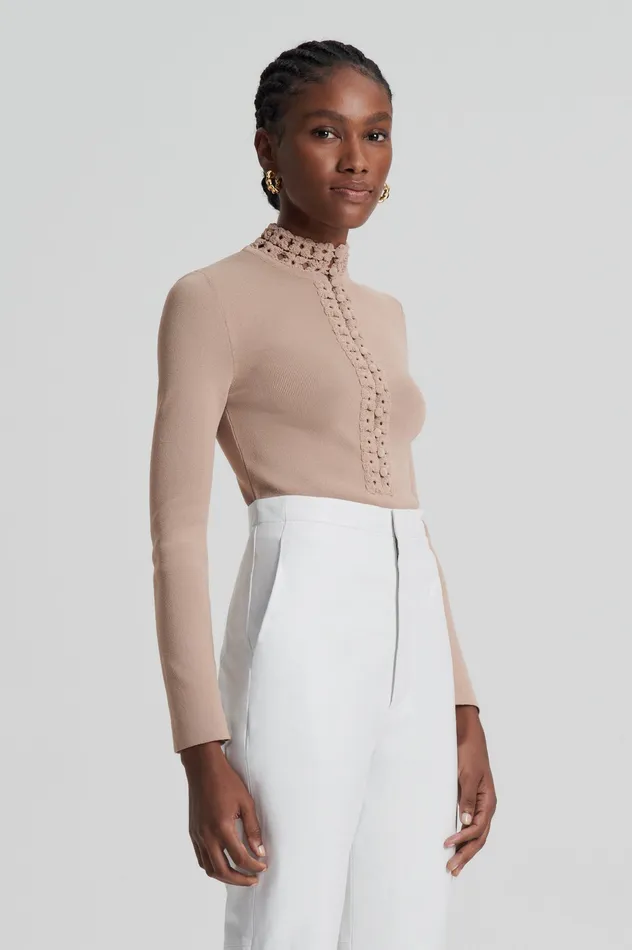 Tops Women CREPE KNIT DAISY TOP OAT Scanlan Theodore Tops Women CREPE KNIT DAISY TOP OAT Scanlan Theodore