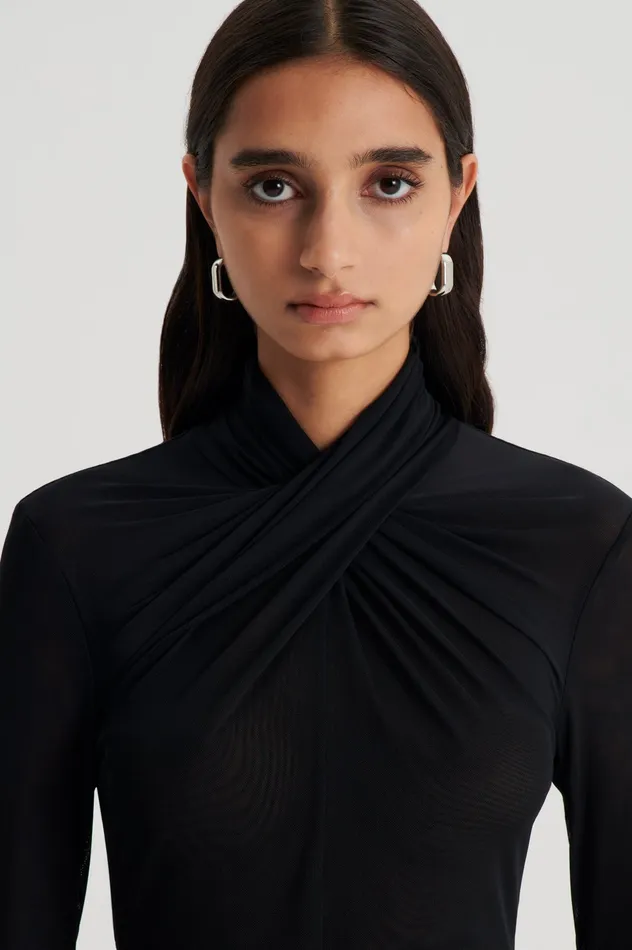 Tops Women MESH TURBAN TWIST TOP BLACK Scanlan Theodore Tops Women MESH TURBAN TWIST TOP BLACK Scanlan Theodore