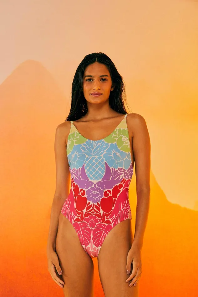 Tropical Graphic One Piece Swimsuit Women Farm Rio OnePiece Swimsuits