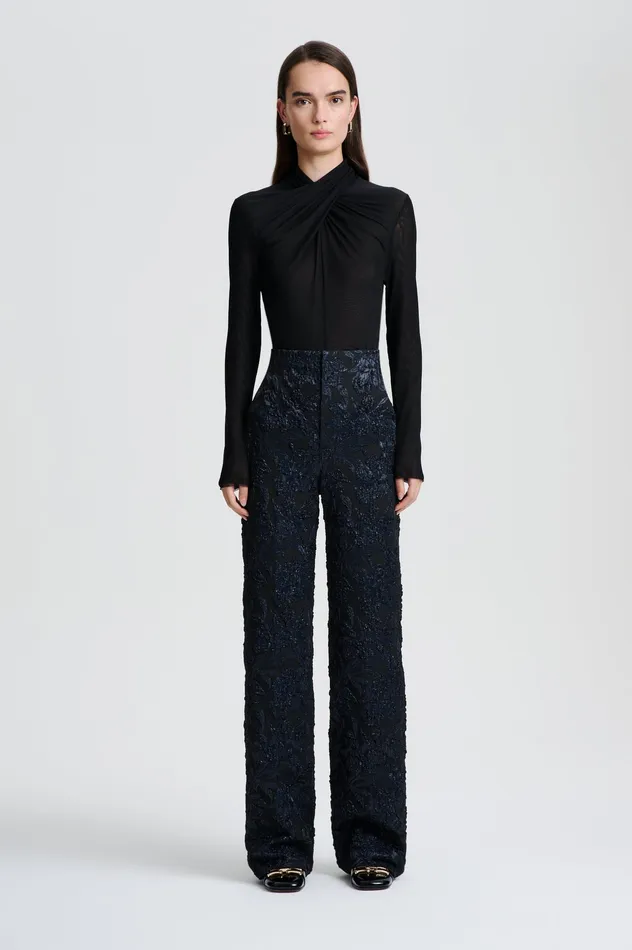 Trousers Women Scanlan Theodore FRENCH JACQUARD TROUSER BLACK