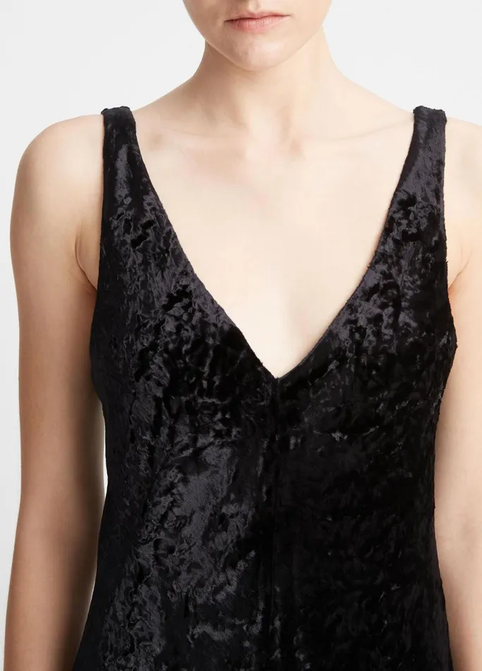 Vince Dresses Women LuxeTextured Velvet Slip Dress Black