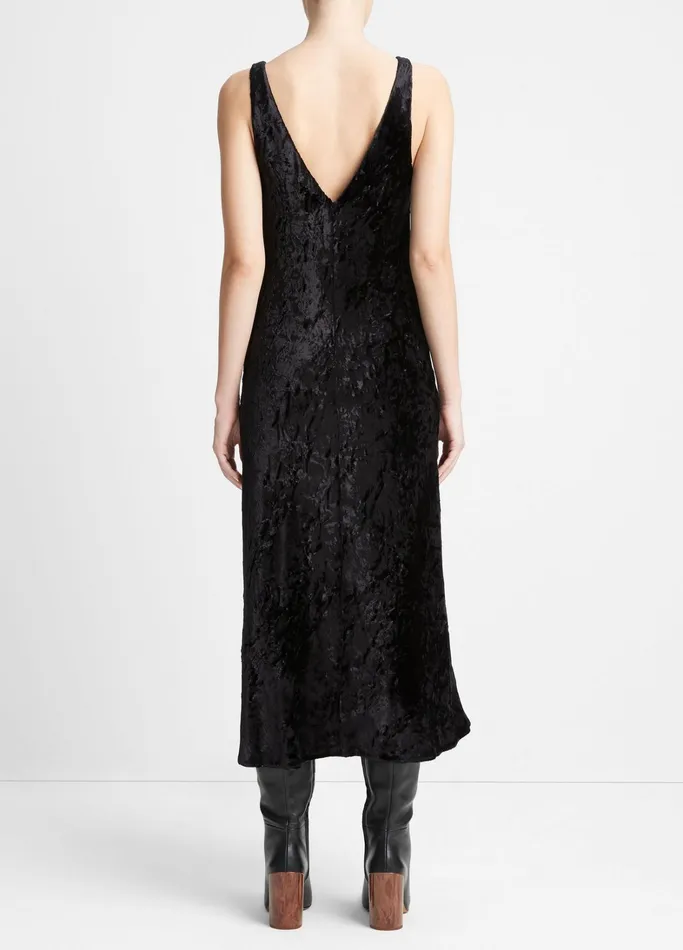 Vince Dresses Women LuxeTextured Velvet Slip Dress Black
