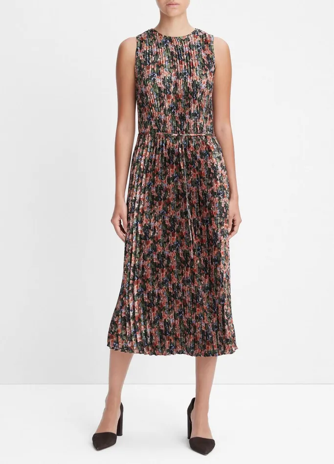 Vince Dresses Women Wild Primrose PintuckPleated Dress Black