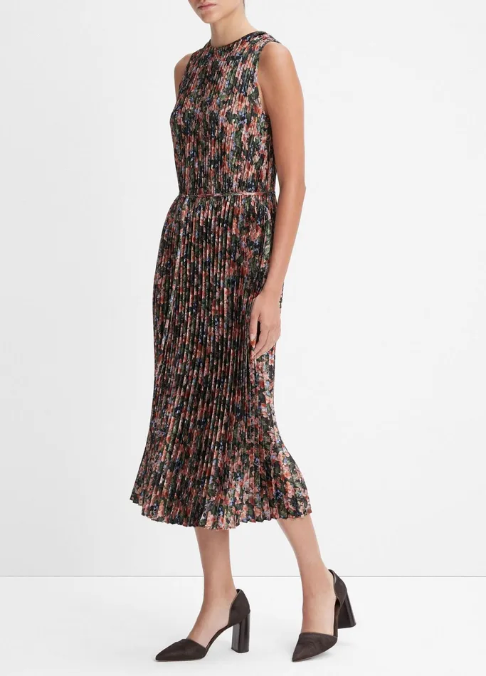 Vince Dresses Women Wild Primrose PintuckPleated Dress Black