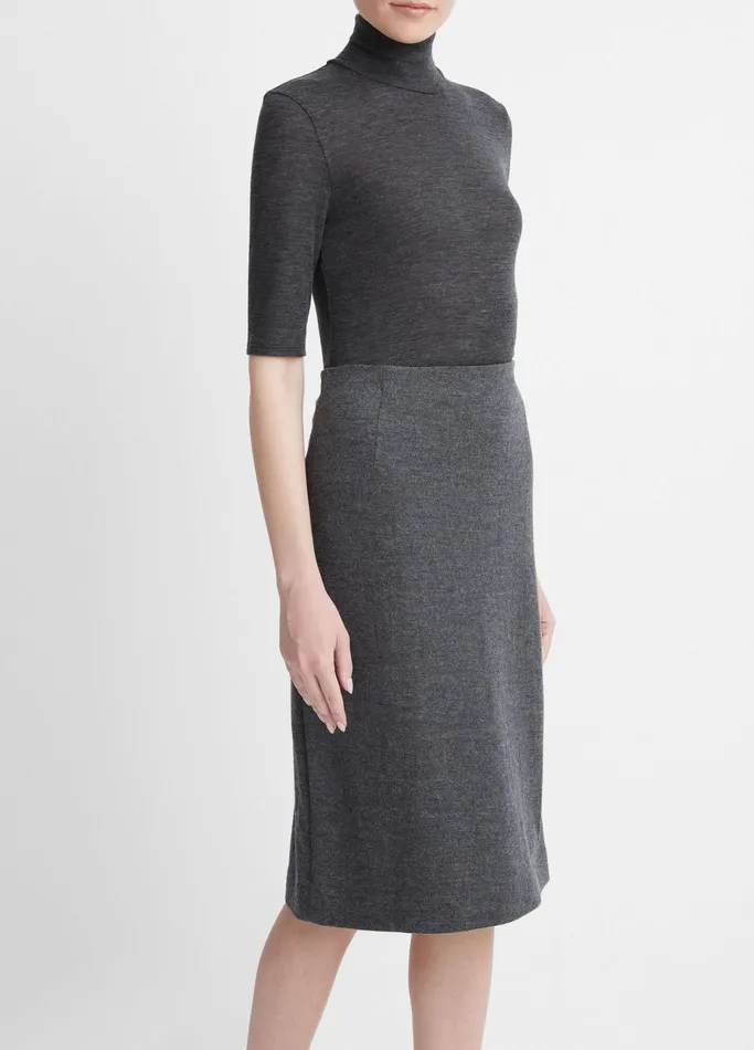 Vince Skirts Women Cozy Wool Fitted Slip Skirt Heather Charcoal