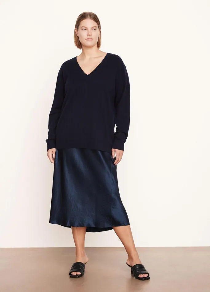 Vince Skirts Women Satin Slip Skirt Coastal Blue