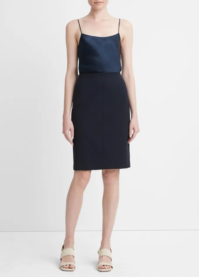 Vince Skirts Women SeamedFront Pencil Skirt Coastal Blue
