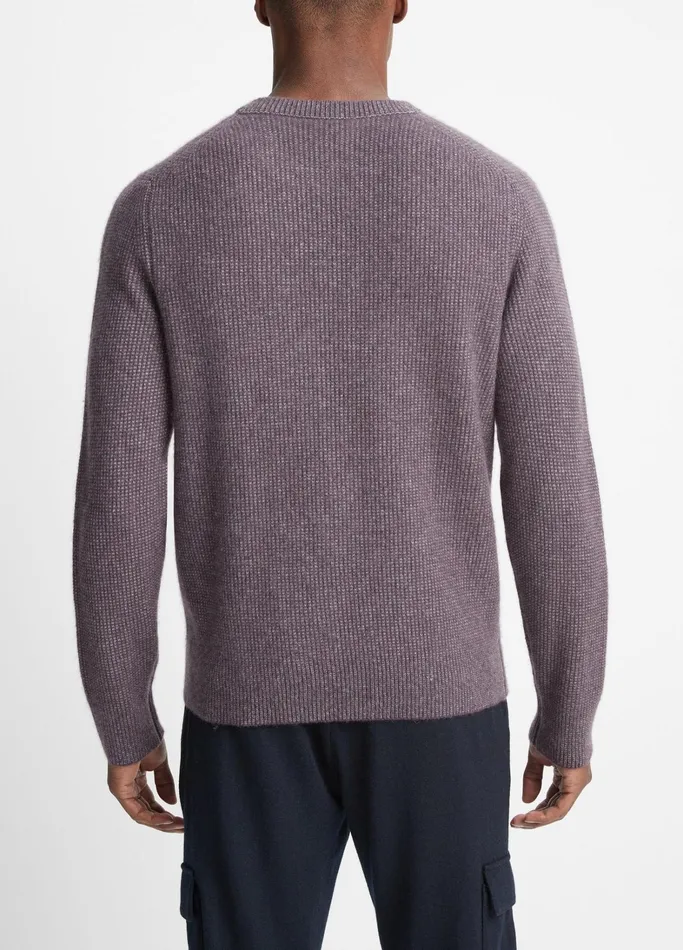 Vince Sweaters Men Plush Cashmere Thermal Sweater Dark Purple Plum Combo