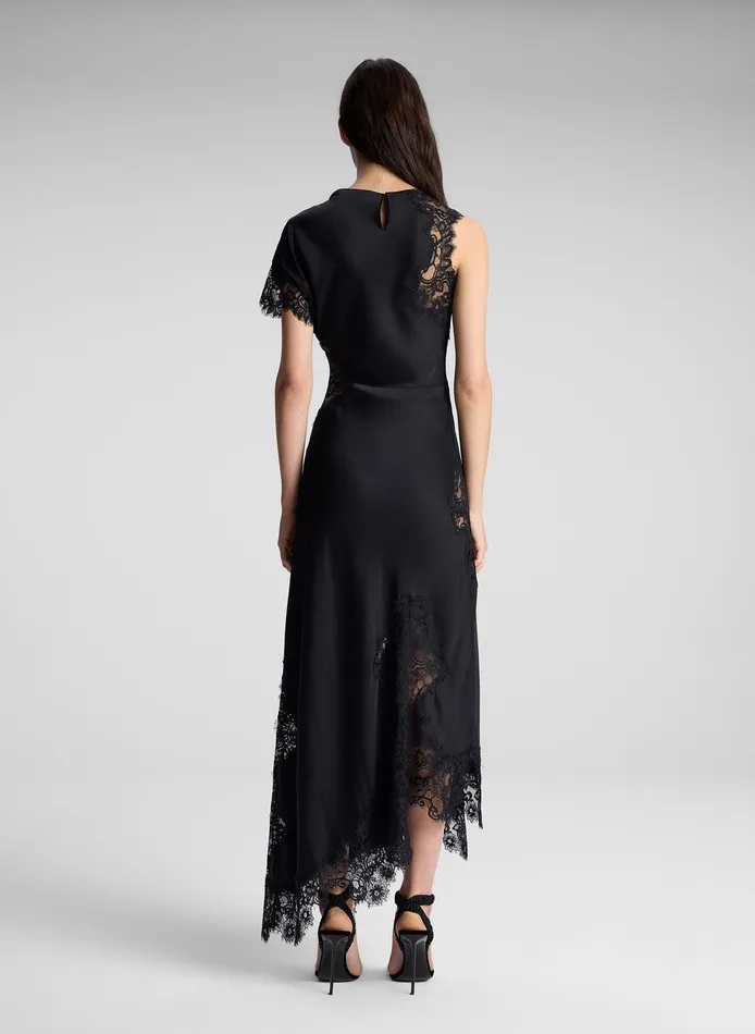 Women Alessia Satin And Lace Maxi Dress Black ALC Dresses